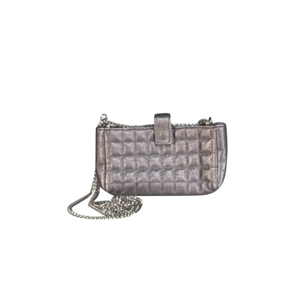 Suzi Roher - Silver Gunmetal Quilted Phone Crossbody Bag